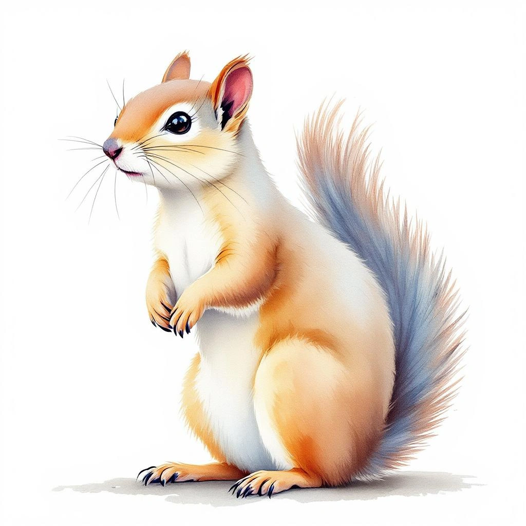 Watercolor illustration of Abert's Squirrel (Sciurus aberti)
