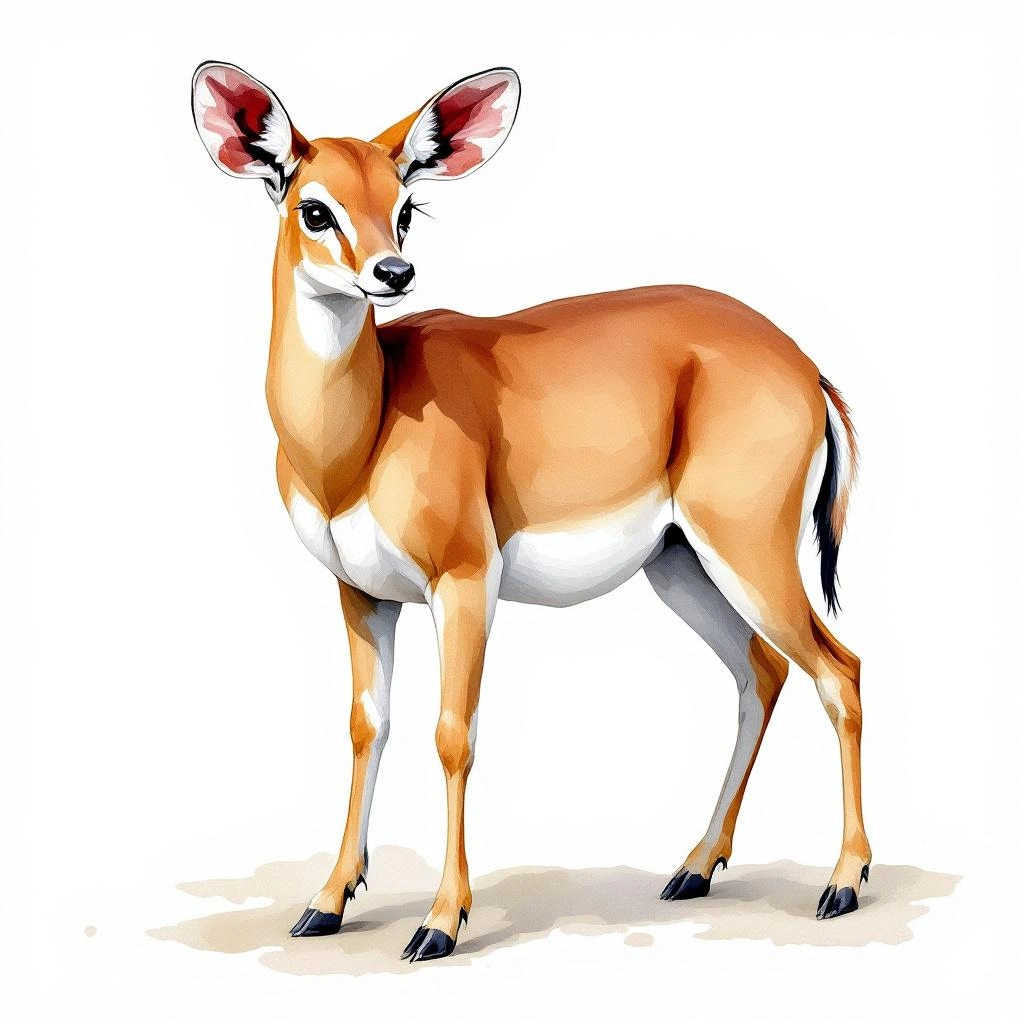 Watercolor illustration of Aders' duiker (Cephalophus adersi)
