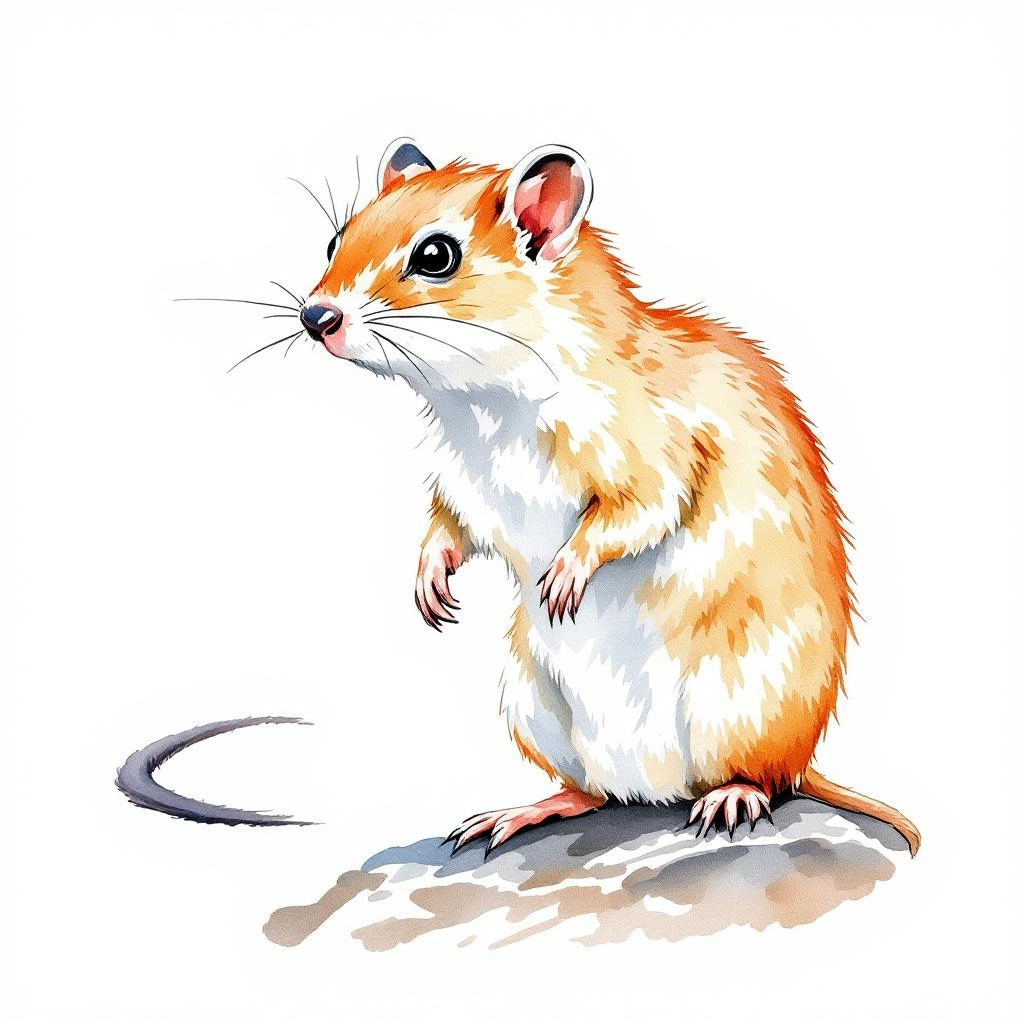Watercolor illustration of Alpine Shrew (Sorex alpinus)