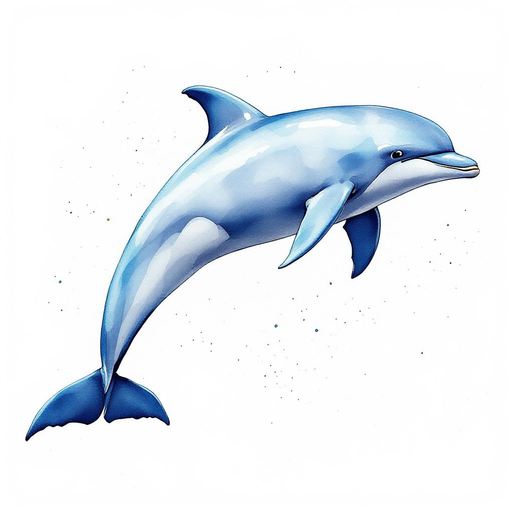 Watercolor illustration of Australian humpback dolphin (Sousa sahulensis)