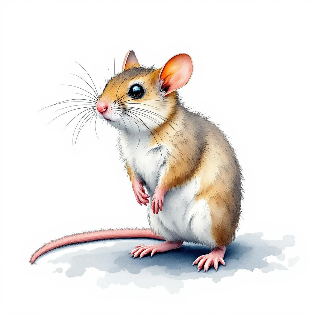 Watercolor illustration of Bailey's pocket mouse (Chaetodipus baileyi)
