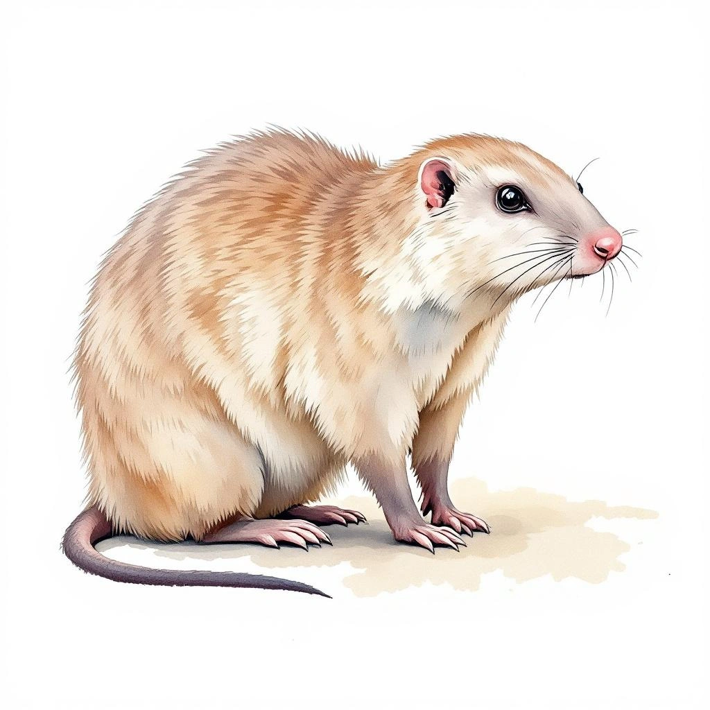 Watercolor illustration of Balkan-Maulwurf (Talpa stankovici)