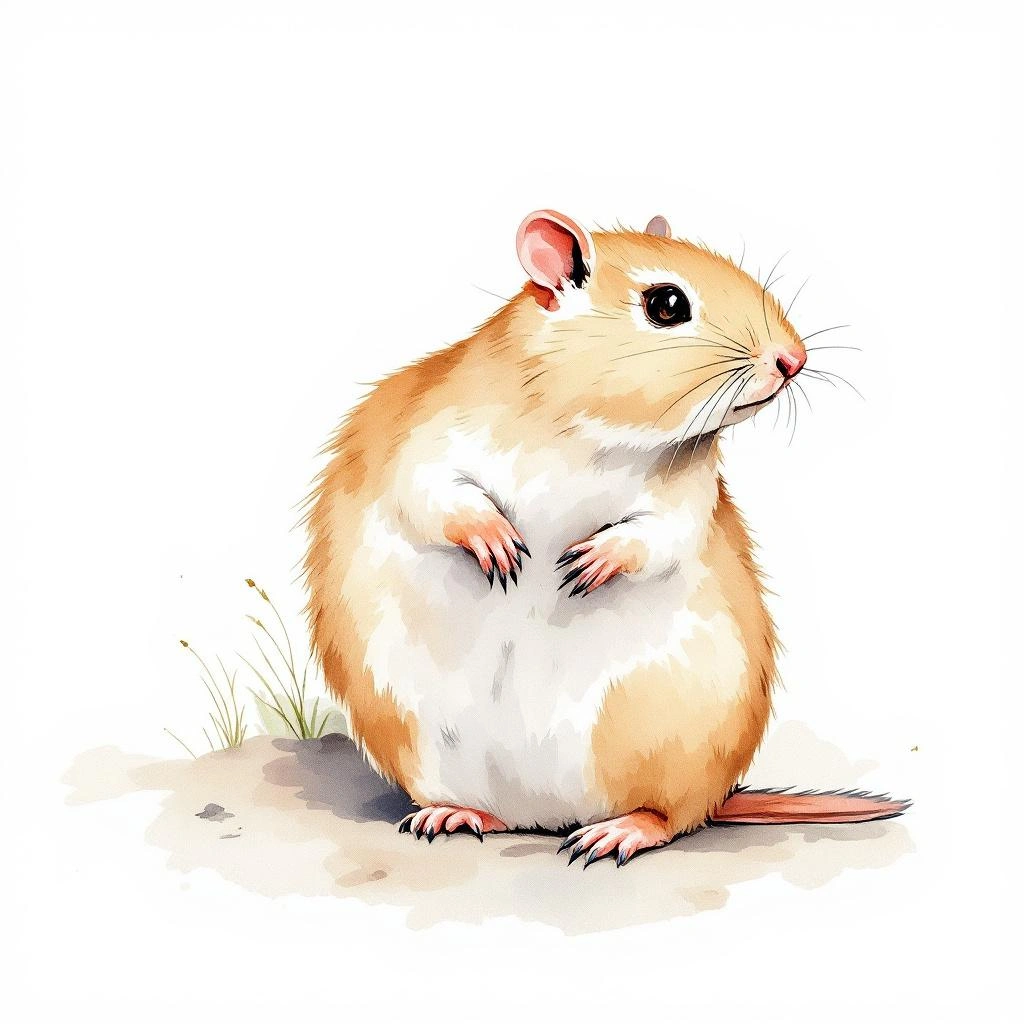 Watercolor illustration of Bank Vole (Myodes glareolus)