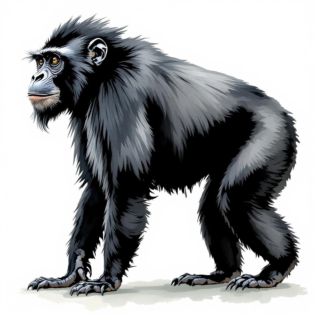 Watercolor illustration of Guatemala-Brüllaffe (Alouatta pigra)