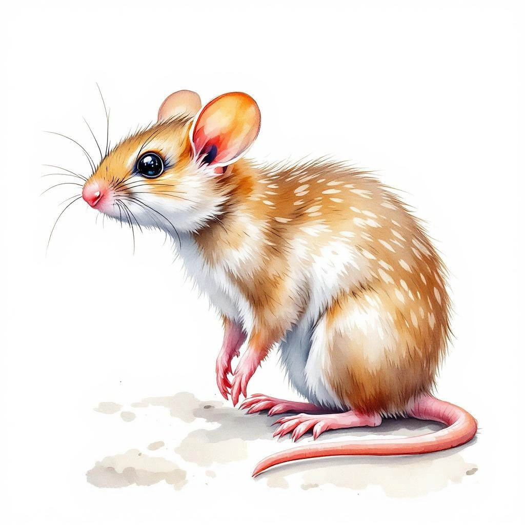 Watercolor illustration of Bogota Grass Mouse (Neomicroxus bogotensis)