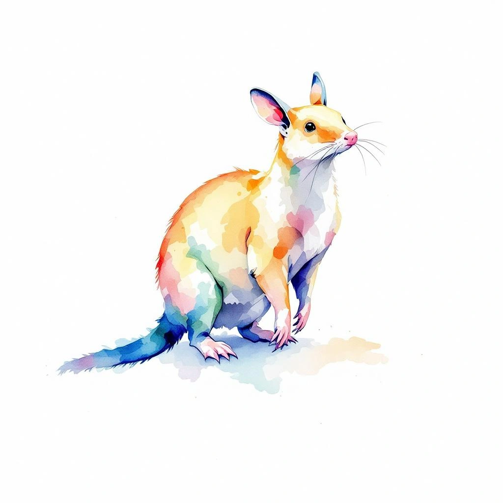 Watercolor illustration of Lesueur-Bürstenkänguru (Bettongia lesueur)