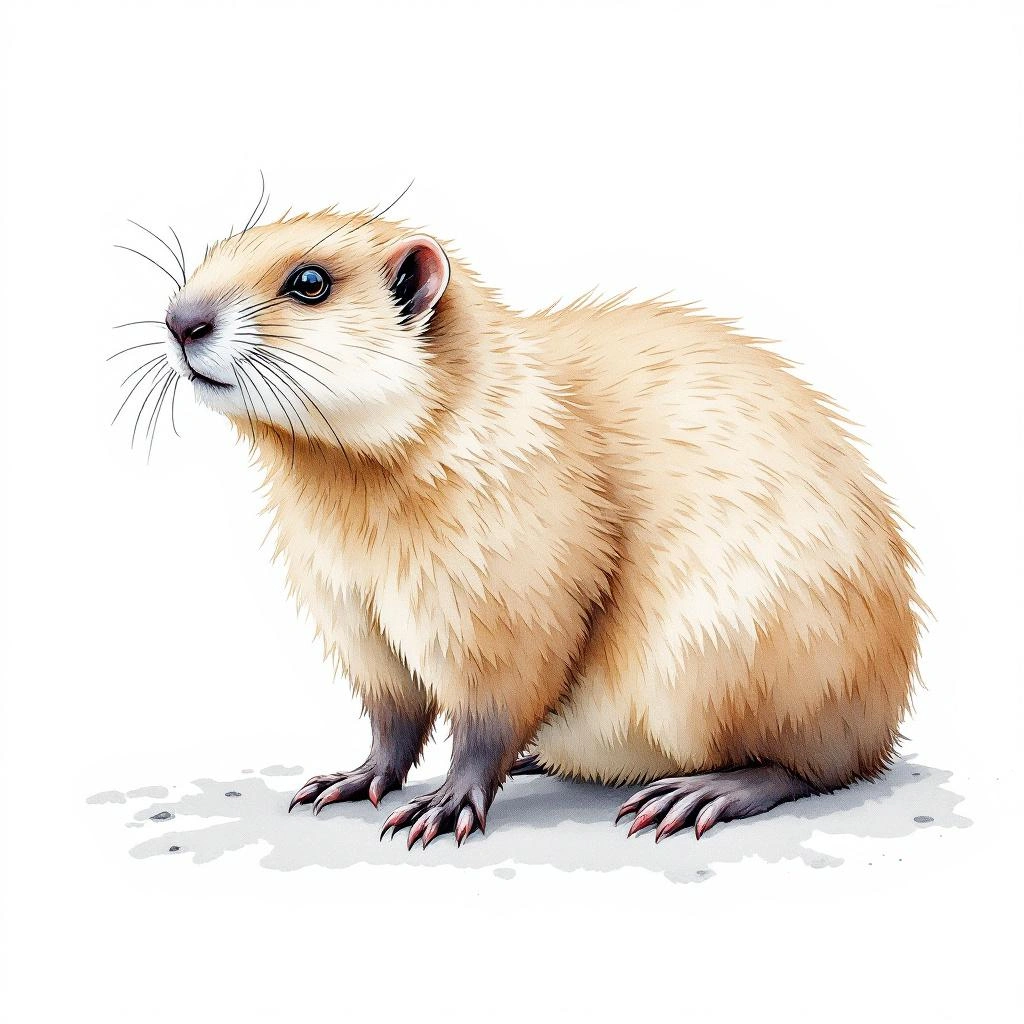 Watercolor illustration of Botta's pocket gopher (Thomomys bottae)