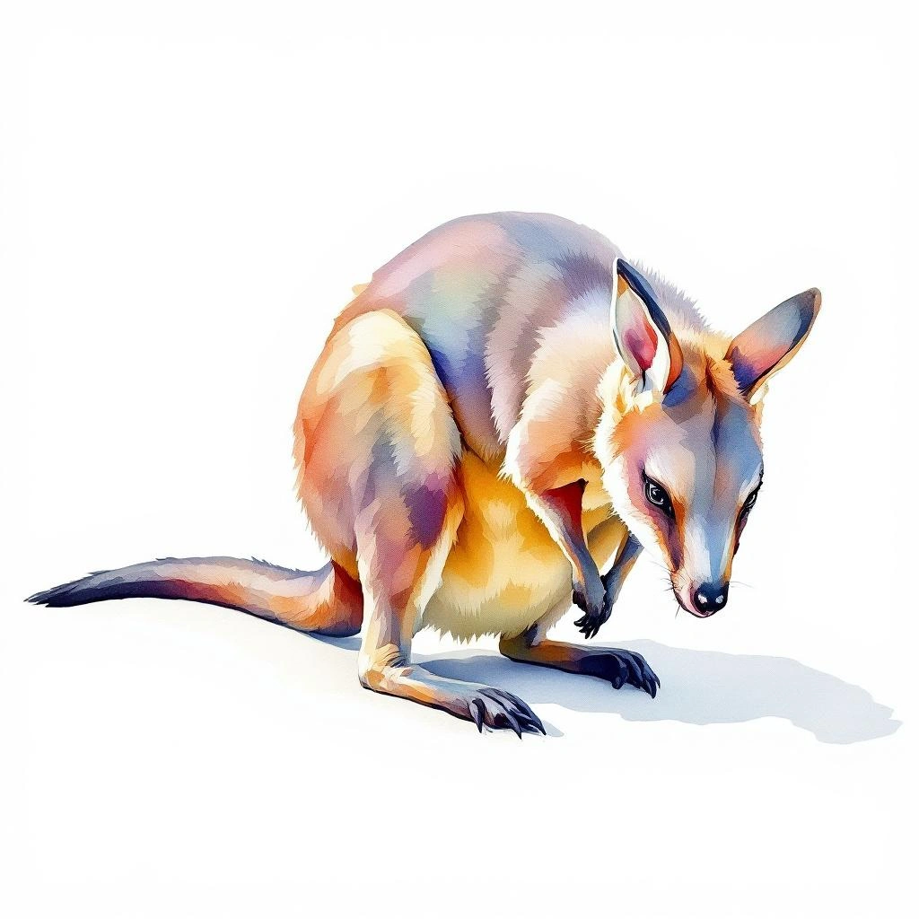 Watercolor illustration of Bridled Nail-tail Wallaby (Onychogalea fraenata)