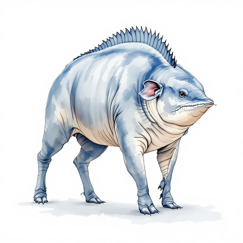 Watercolor illustration of grampo (Grampus griseus)