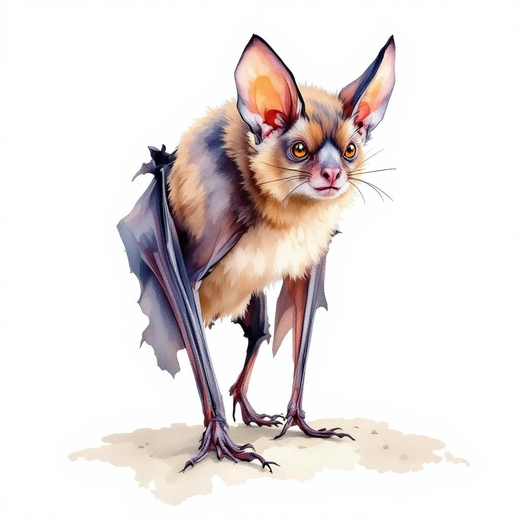 Watercolor illustration of Canyon Bat (Parastrellus hesperus)