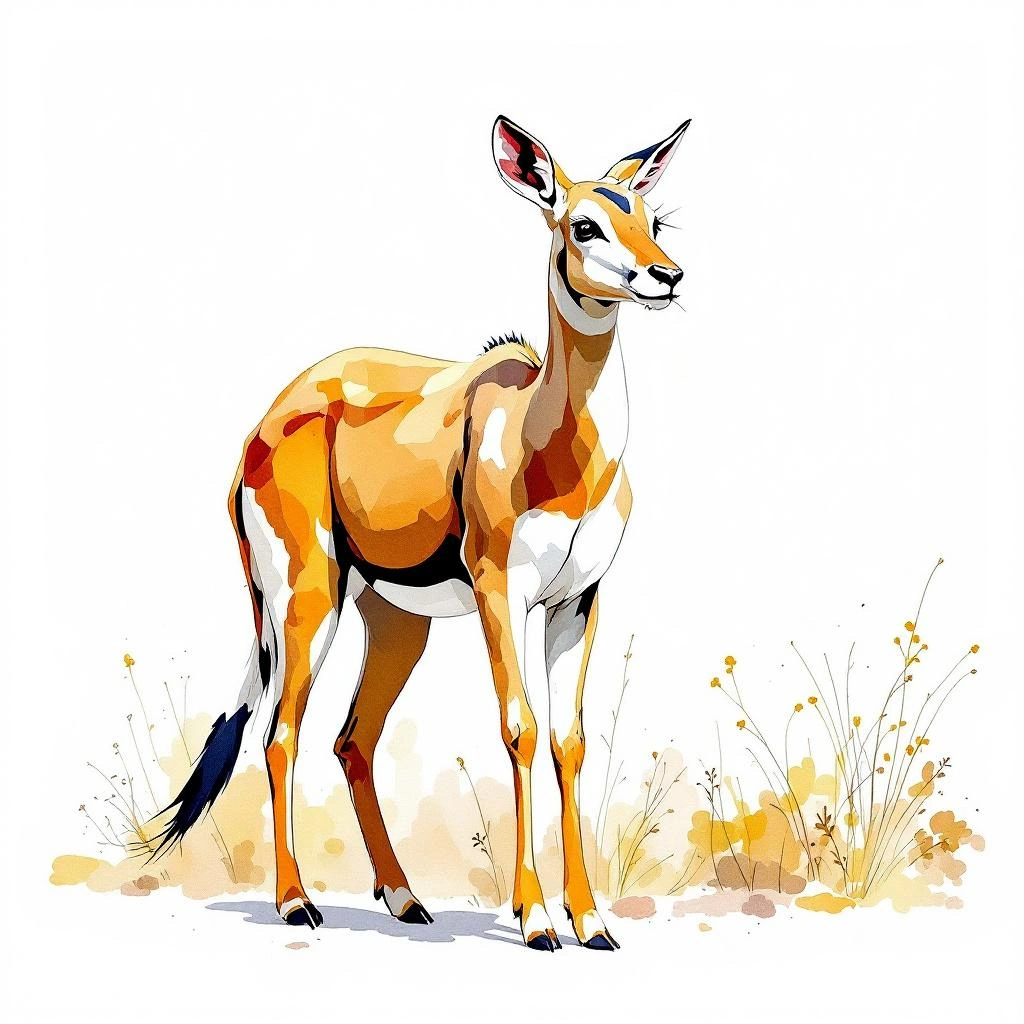 Watercolor illustration of Chacoan Mara (Dolichotis salinicola)