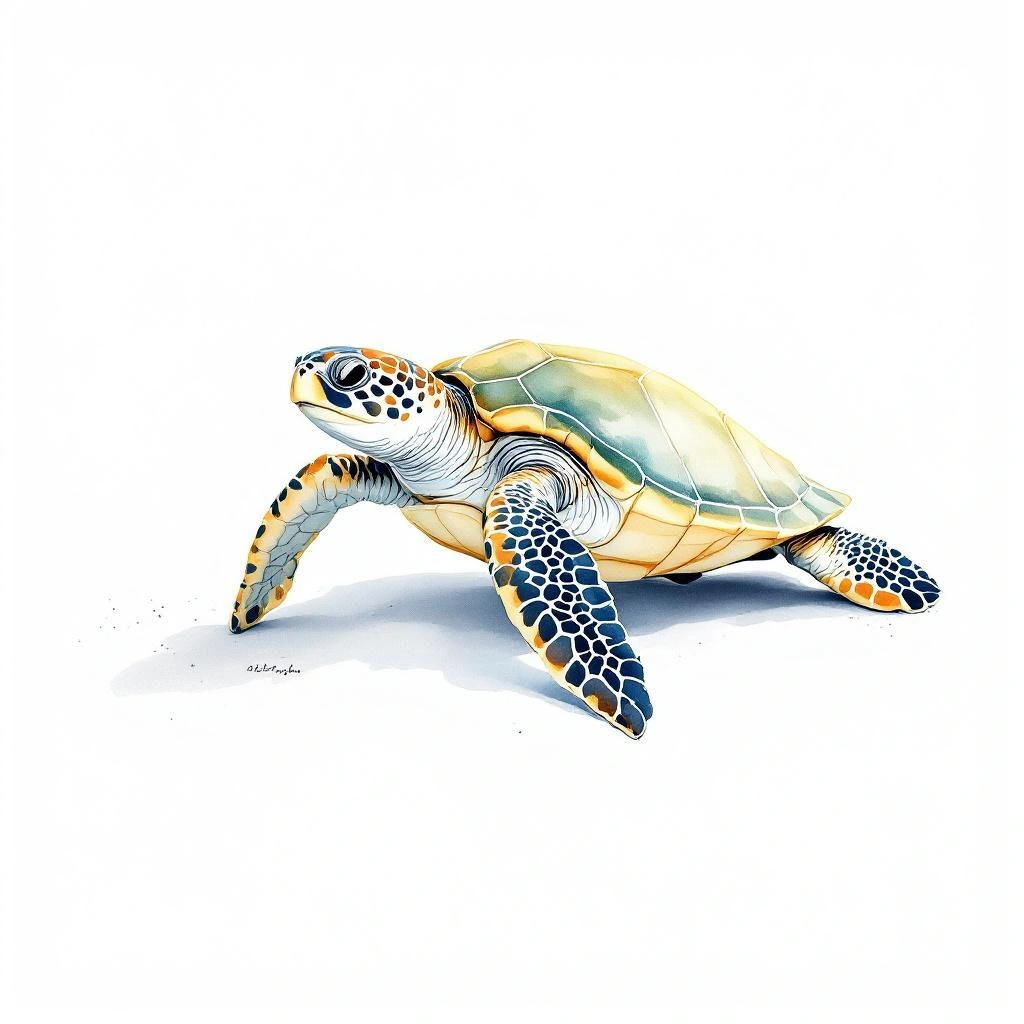 Illustration representing Sea Turtles (Cheloniidae)
