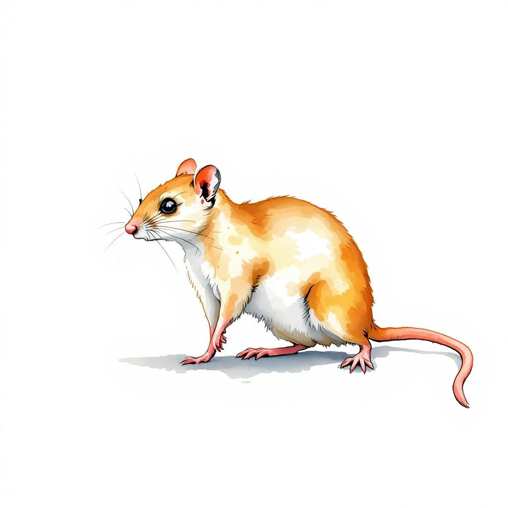 Watercolor illustration of Chilean rock rat (Aconaemys fuscus)