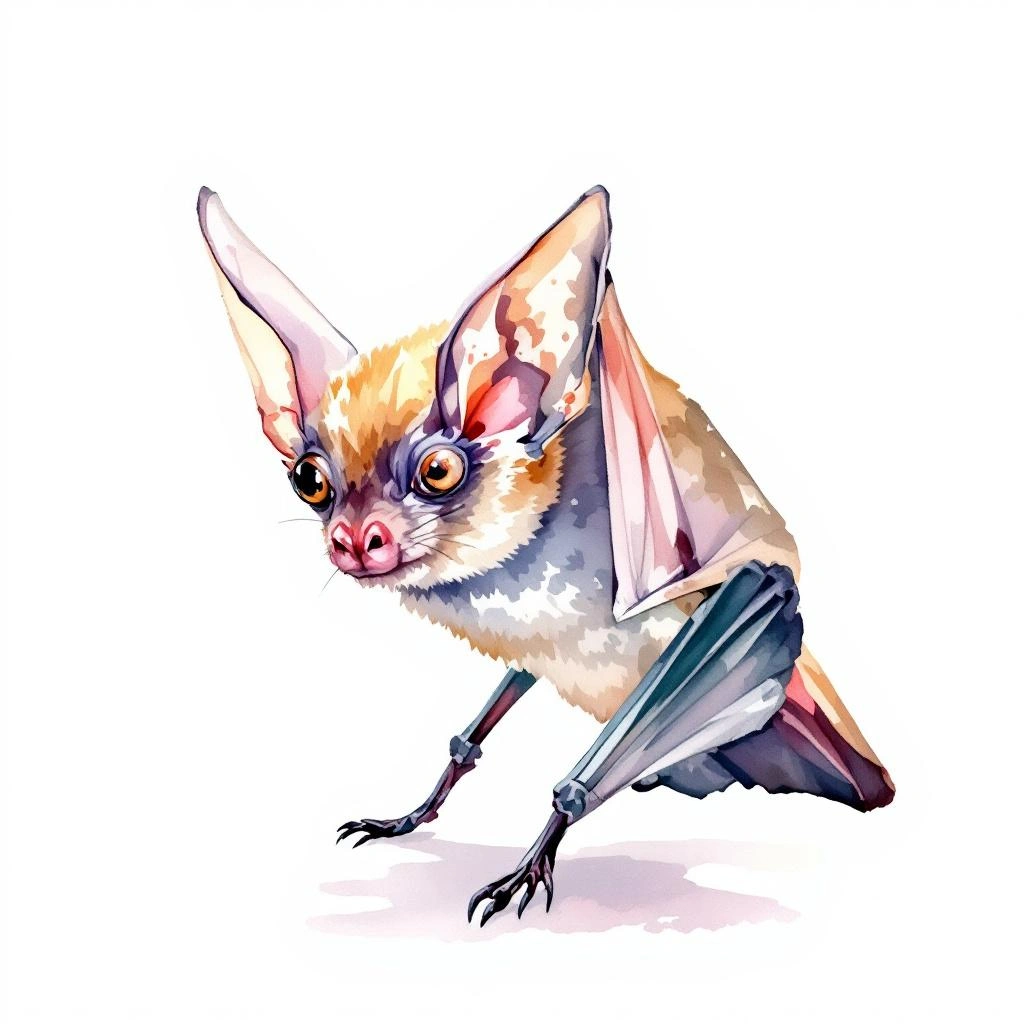 Watercolor illustration of Cluster Bat (Myotis sodalis)