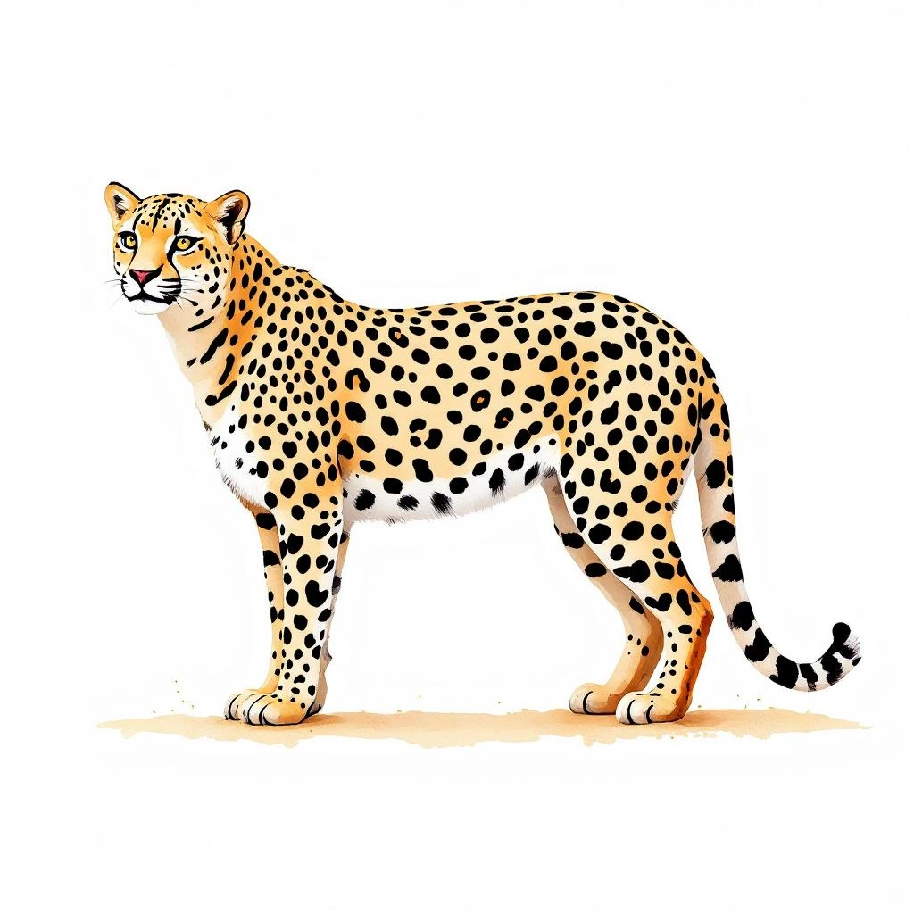 Watercolor illustration of Colocolo (Leopardus colocolo)