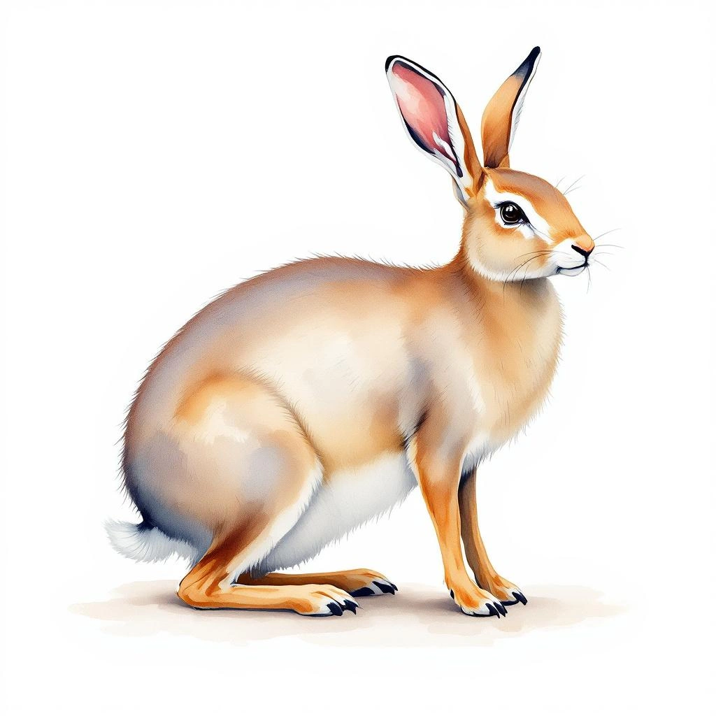 Watercolor illustration of Conejo De Nueva Inglaterra (Sylvilagus transitionalis)
