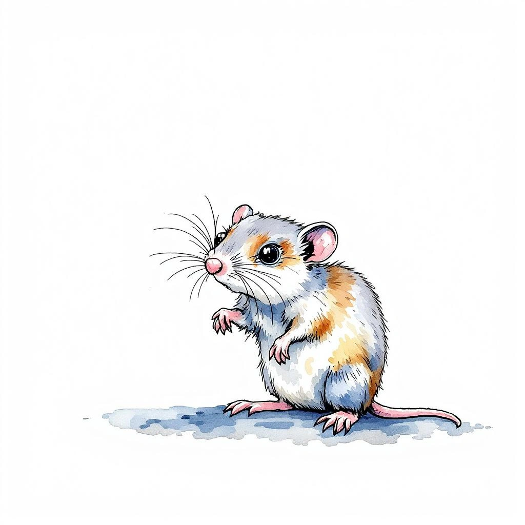 Watercolor illustration of Crawford's gray shrew (Notiosorex crawfordi)