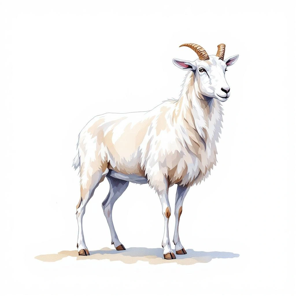 Watercolor illustration of Dall's sheep (Ovis dalli)