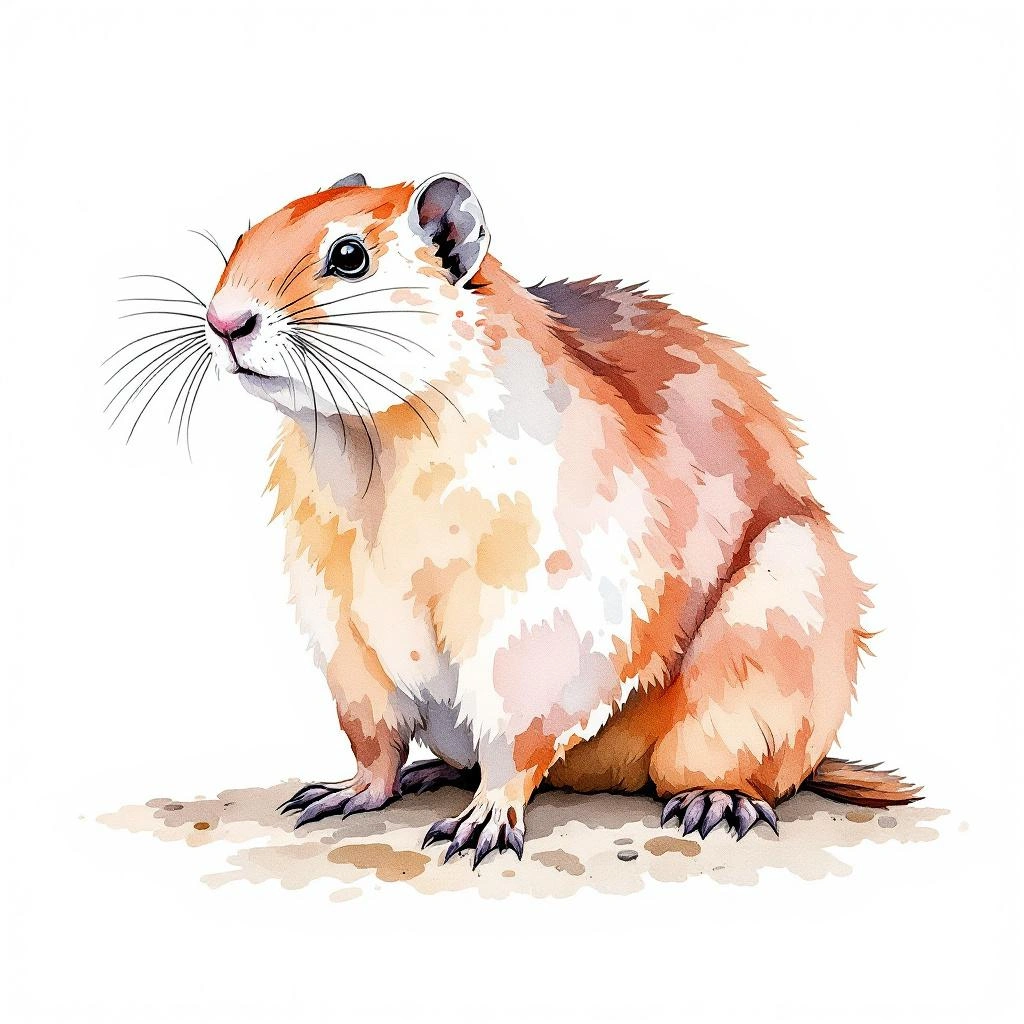 Watercolor illustration of Darien pocket gopher (Orthogeomys dariensis)