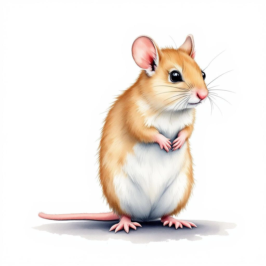Watercolor illustration of Deer Mouse (Peromyscus maniculatus)