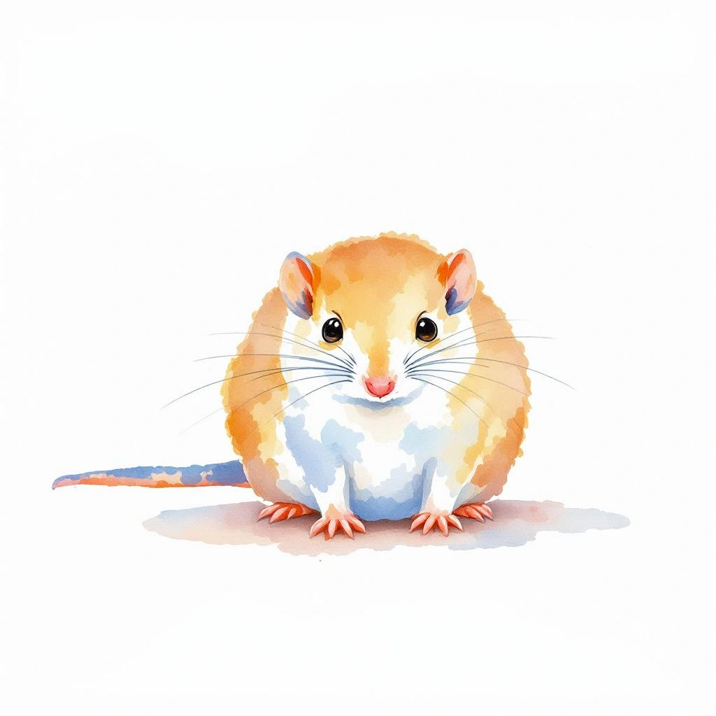 Watercolor illustration of Desert Dormouse (Selevinia betpakdalaensis)
