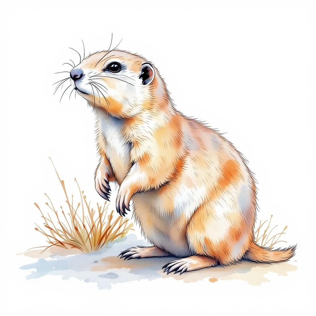 Watercolor illustration of Desert Pocket Gopher (Geomys arenarius)