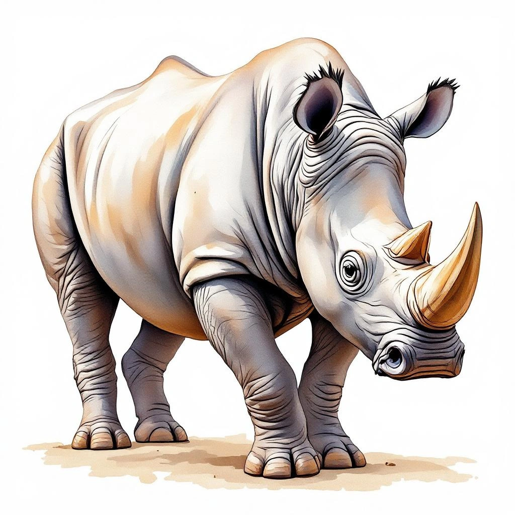 Illustration representing Black Rhinos (Diceros)