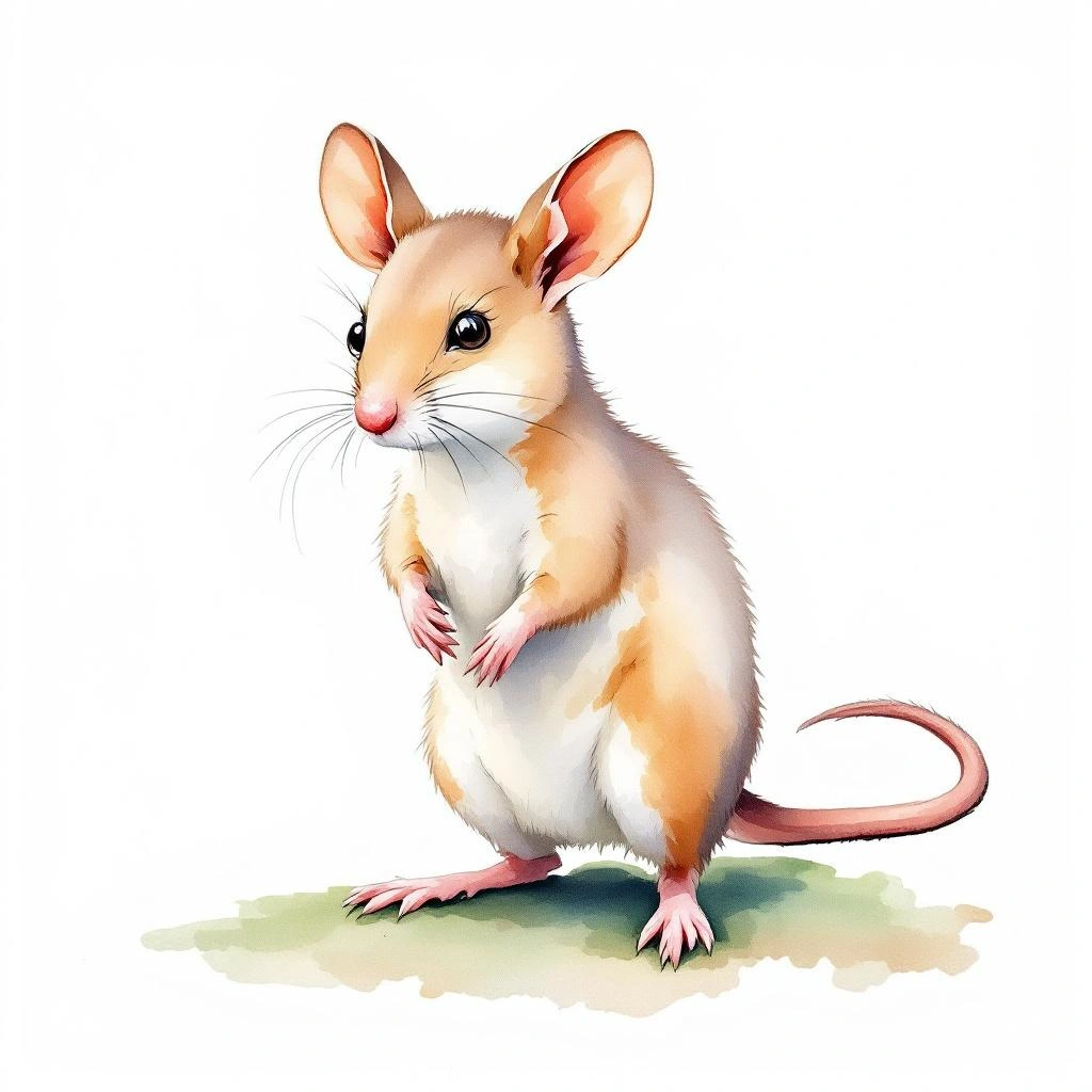 Watercolor illustration of Dickey s Deermouse (Peromyscus dickeyi)