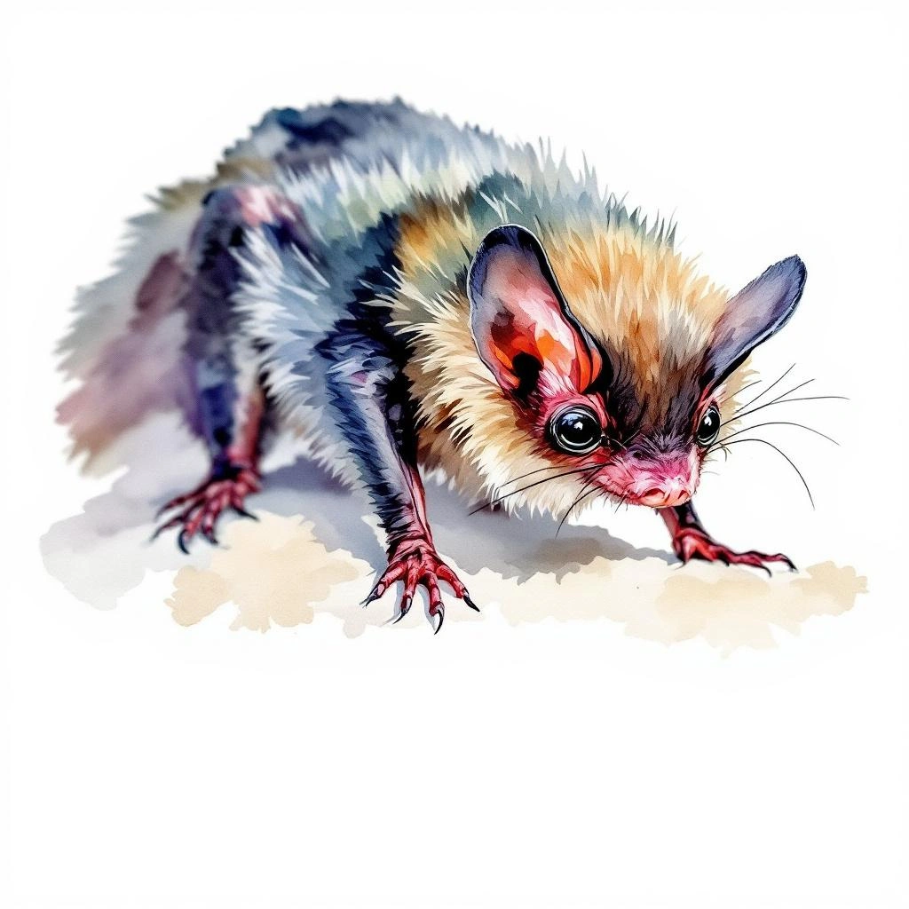 Watercolor illustration of Dormer's Pipistrelle (Scotozous dormeri)