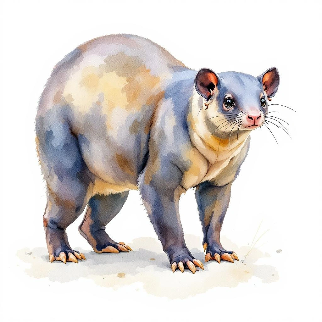 Watercolor illustration of Dusky melanomys (Melanomys caliginosus)