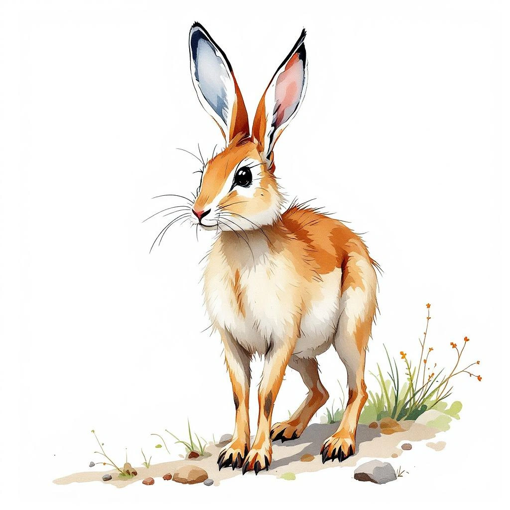 Watercolor illustration of Dwarf Tapetí (Sylvilagus tapetillus)