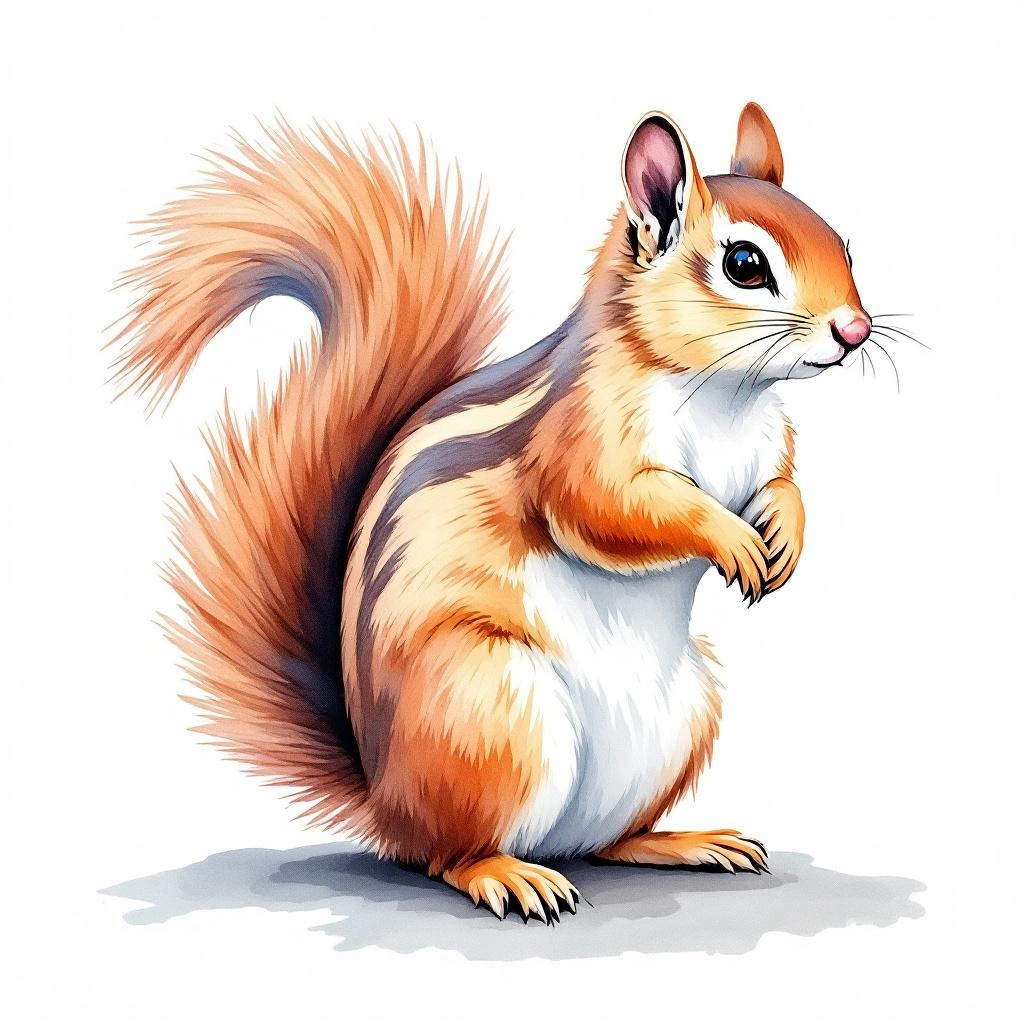 Watercolor illustration of Ear-spot Squirrel (Callosciurus adamsi)