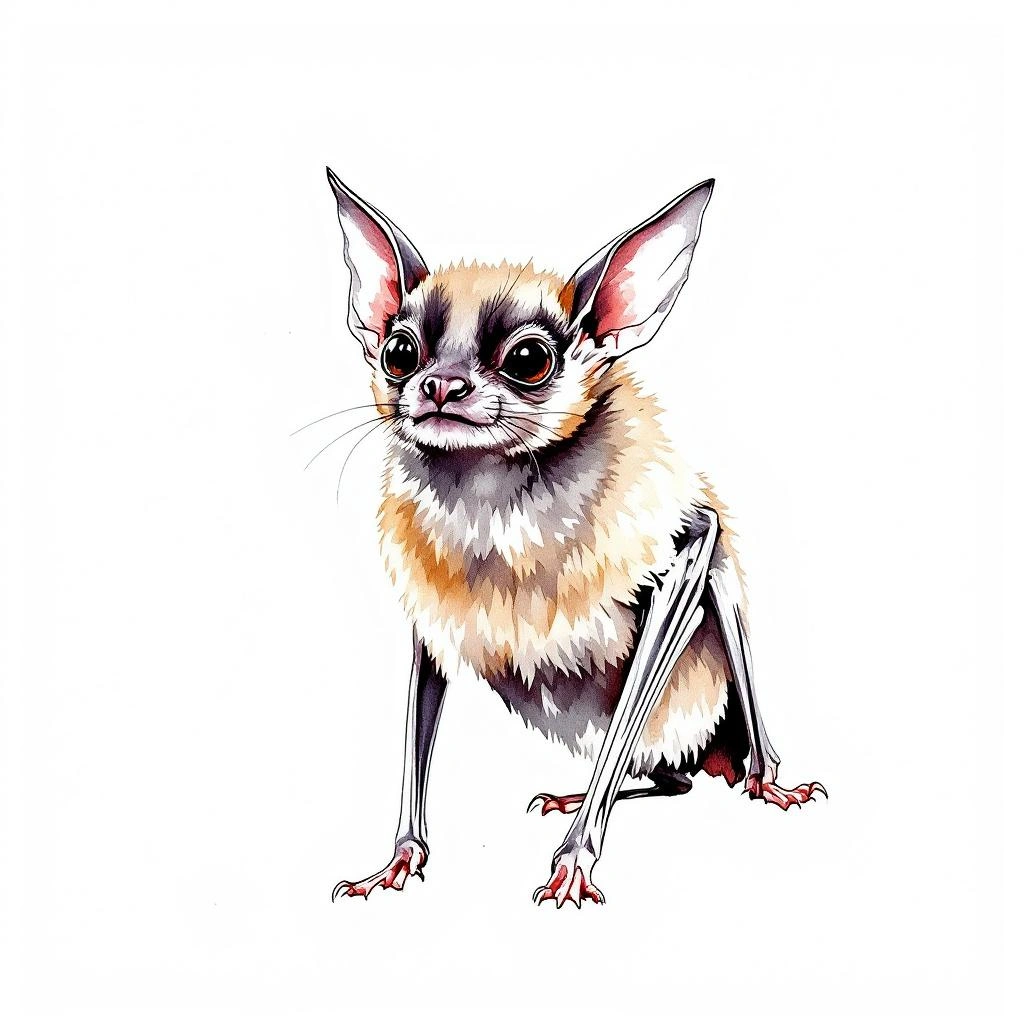 Watercolor illustration of Eastern Small-Footed Bat (Myotis leibii)
