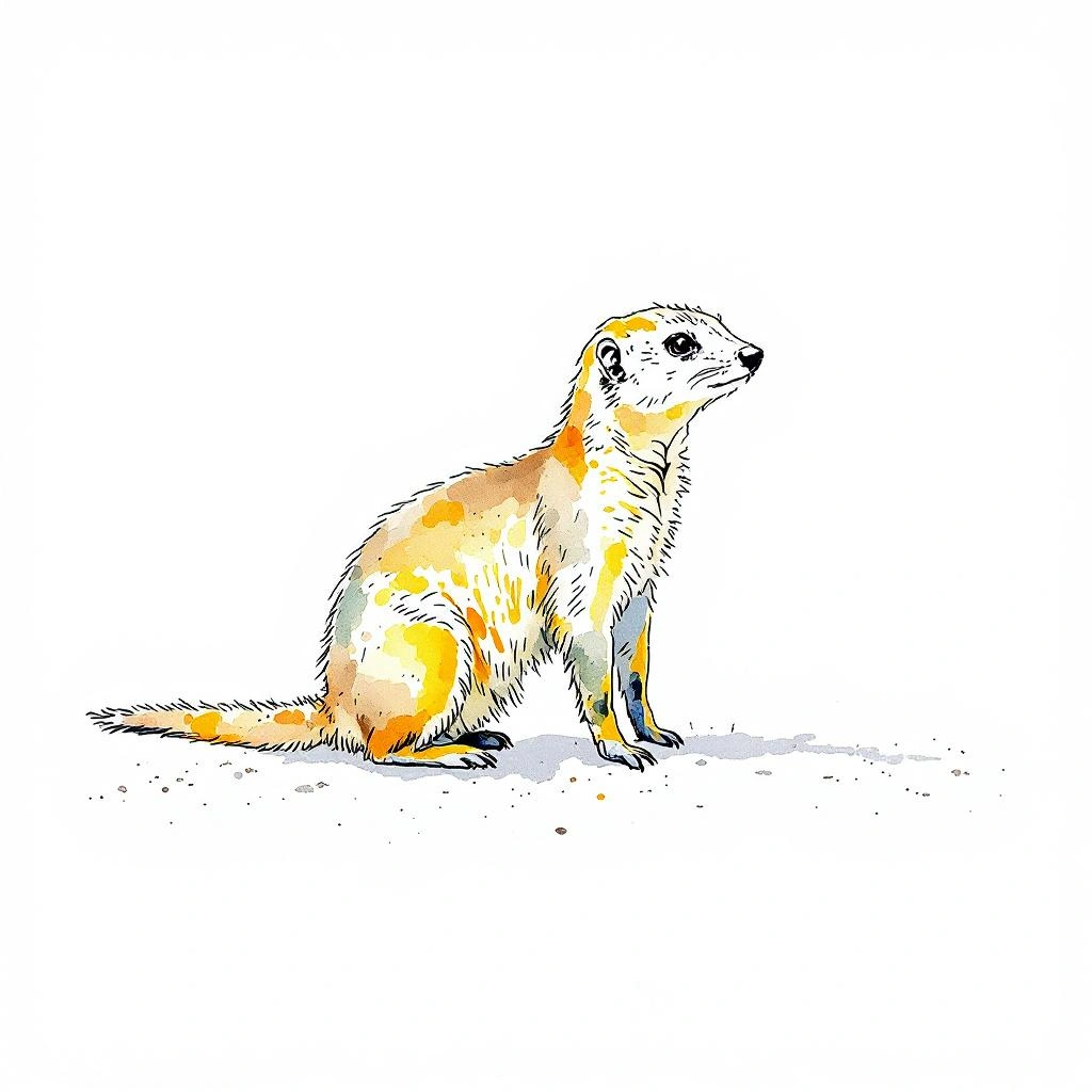Watercolor illustration of Ethiopian dwarf mongoose (Helogale hirtula)