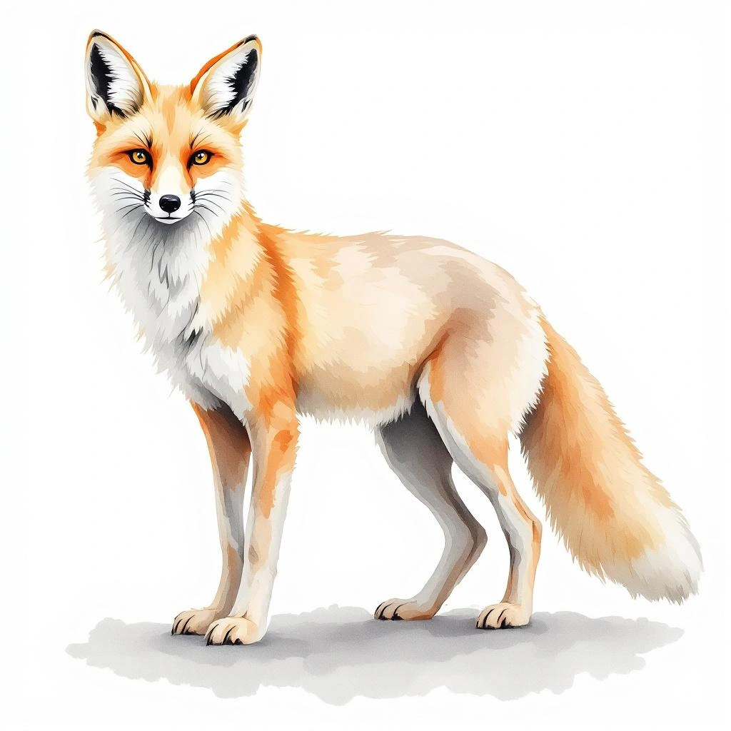 Watercolor illustration of Zorro Antártico (Dusicyon australis)