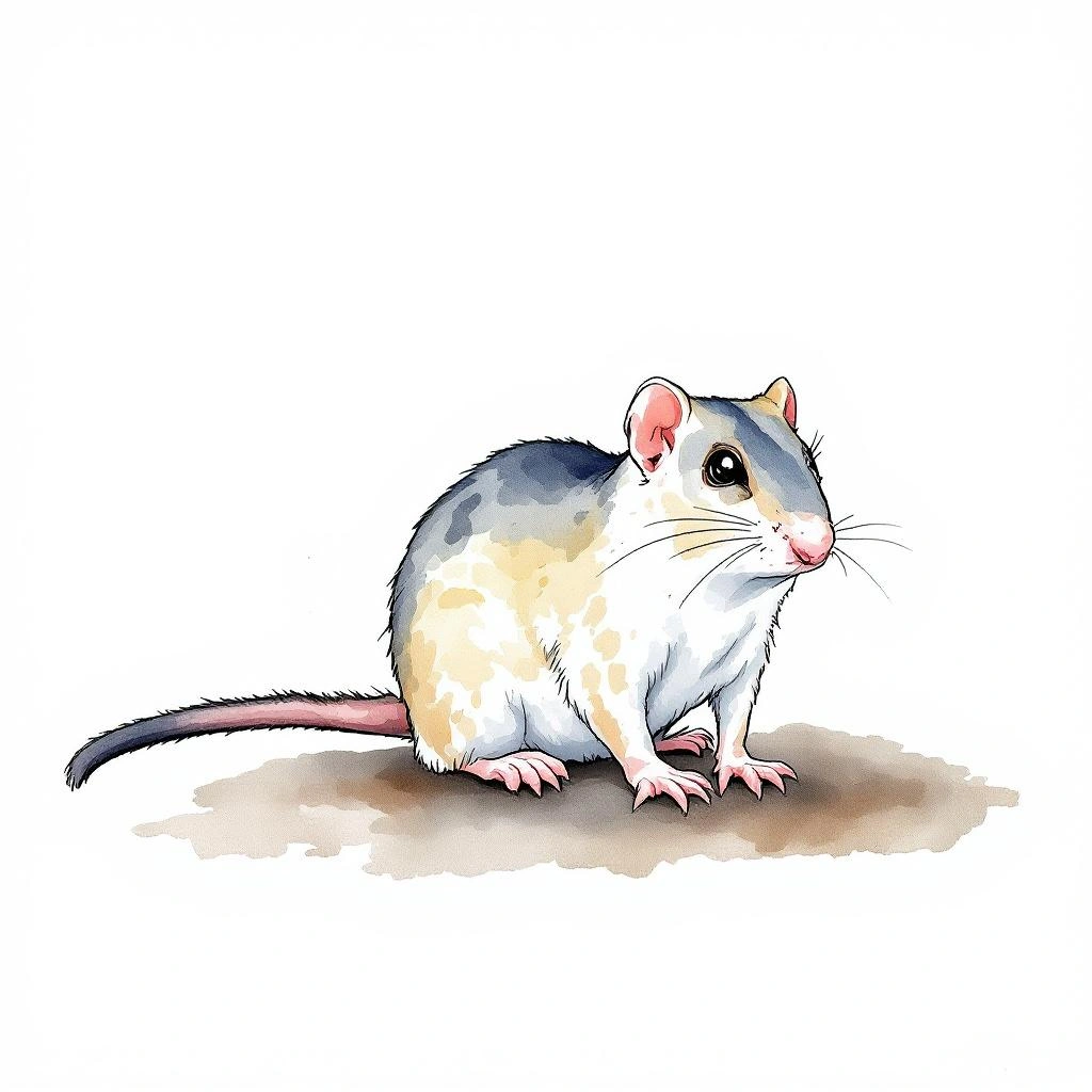 Watercolor illustration of Flat-skulled Shrew (Sorex roboratus)