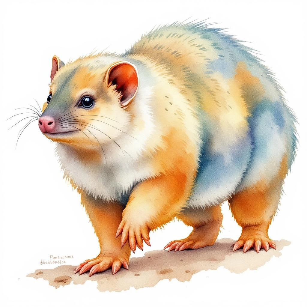Watercolor illustration of La-Plata-Delphin (Pontoporia blainvillei)
