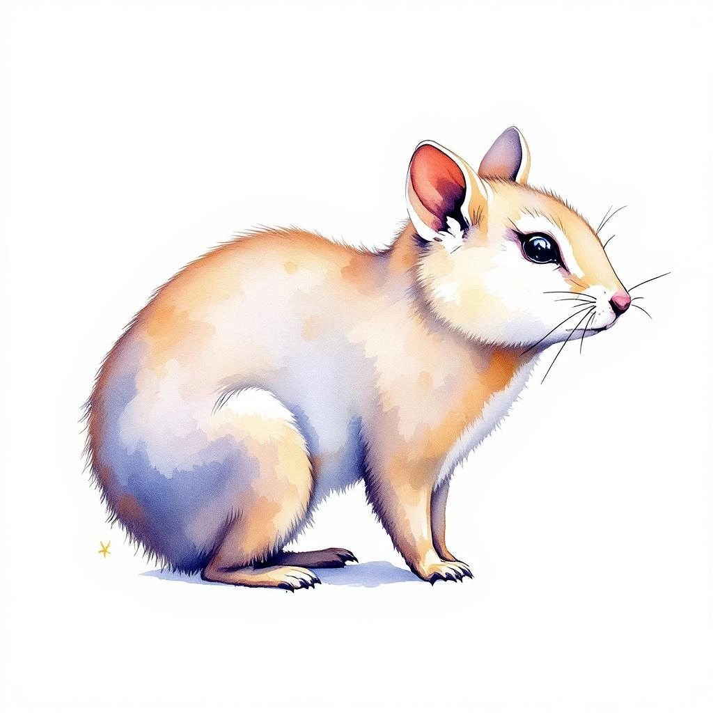 Watercolor illustration of Glover s Pika (Ochotona gloveri)