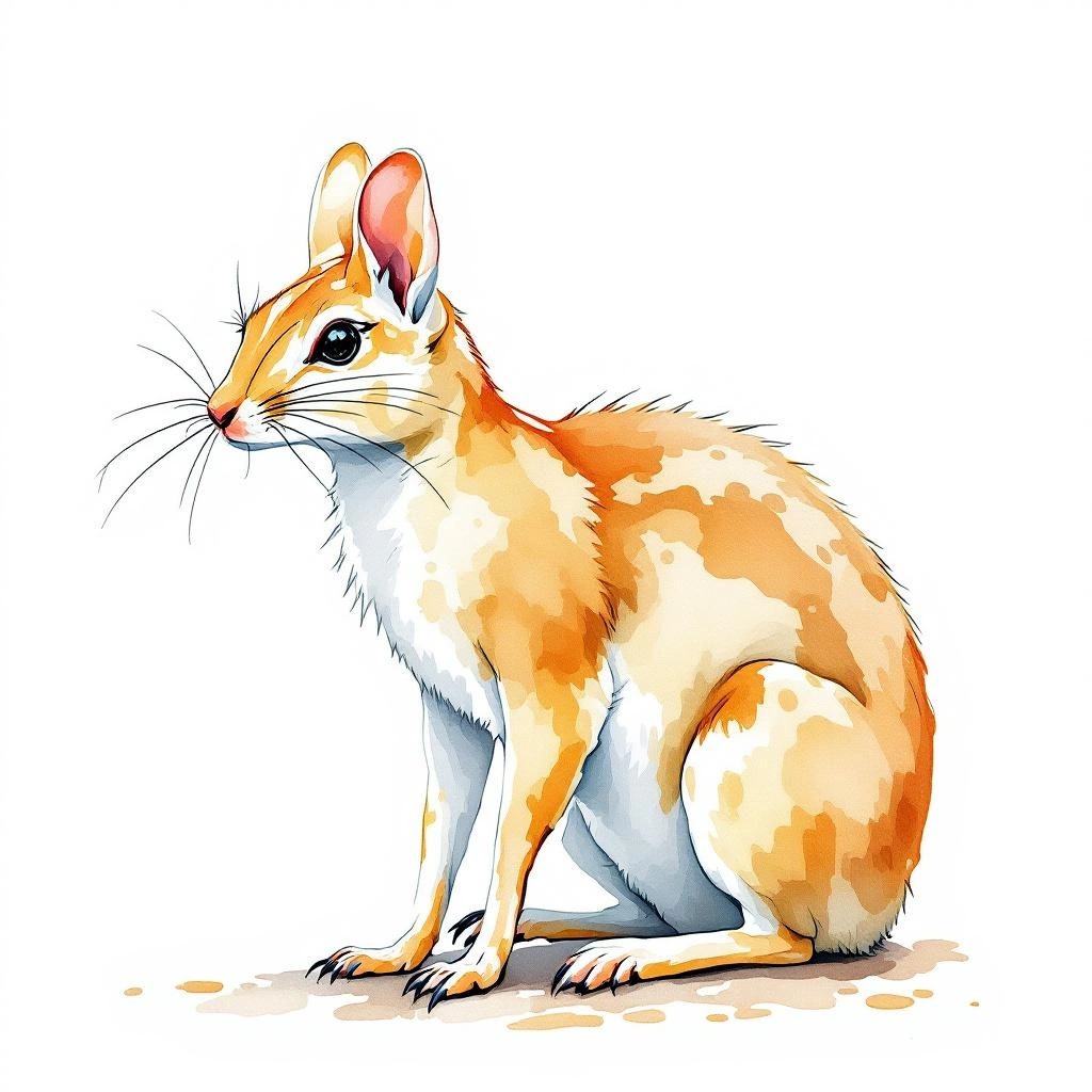 Watercolor illustration of Gobi Jerboa (Allactaga bullata)