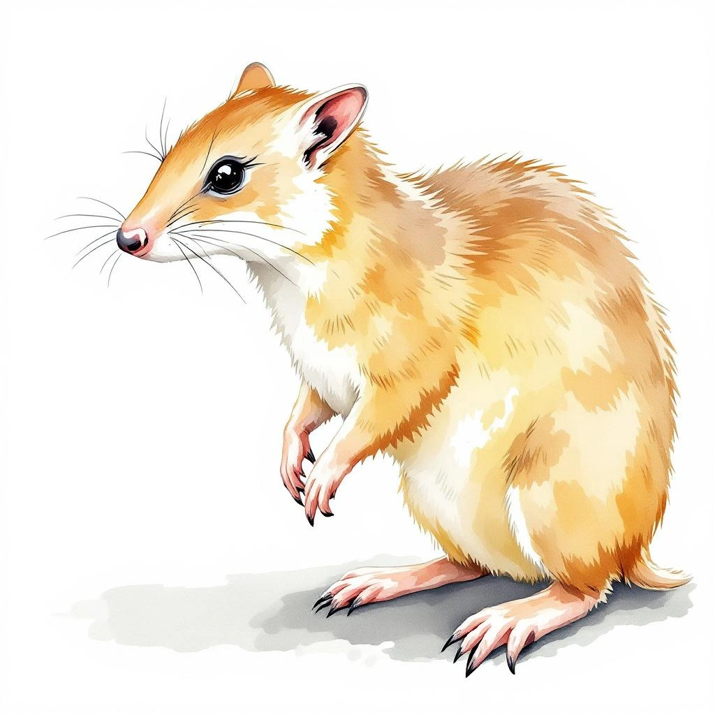Watercolor illustration of Golden bandicoot (Isoodon auratus)