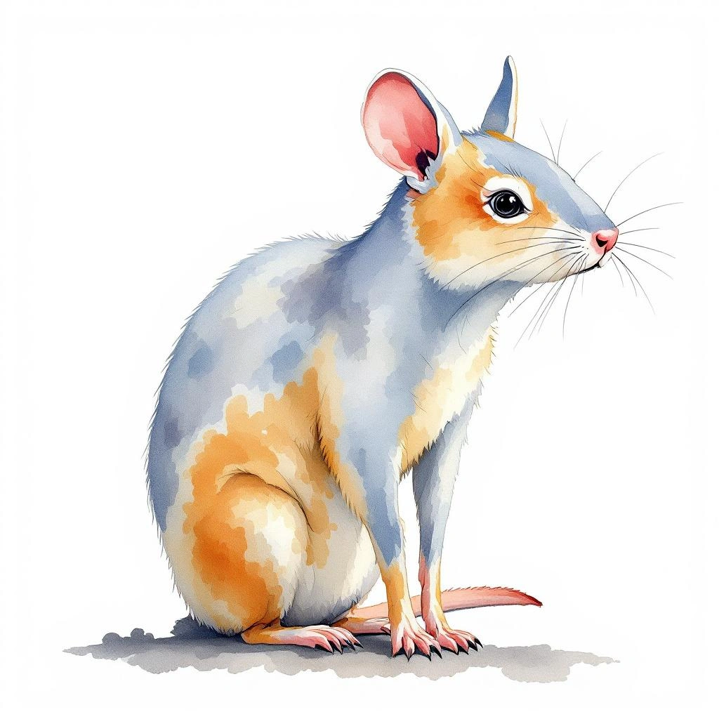 Watercolor illustration of Gorgas  Oryzomys (Oryzomys gorgasi)