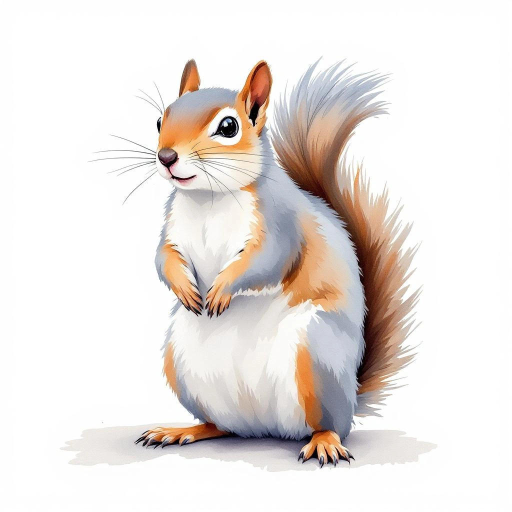 Watercolor illustration of Gray-bellied Squirrel (Callosciurus caniceps)