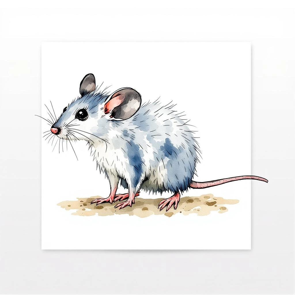 Watercolor illustration of Graue Stachelmaus (Acomys cineraceus)