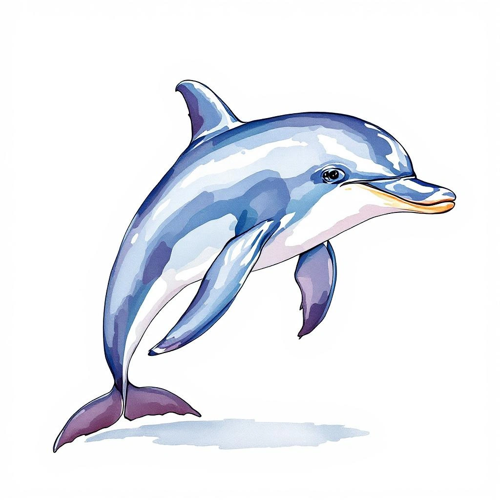 Watercolor illustration of Boto (Sotalia guianensis)