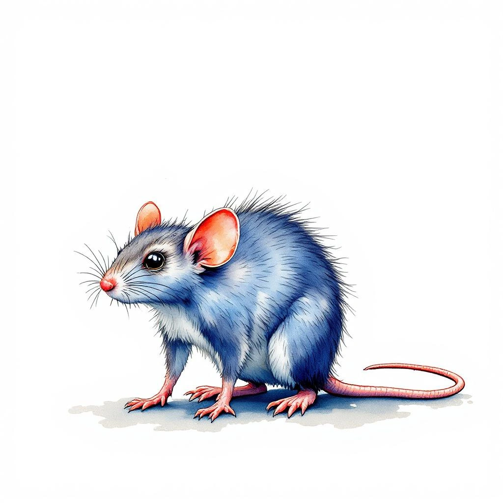 Watercolor illustration of Guyanan spiny rat (Proechimys hoplomyoides)