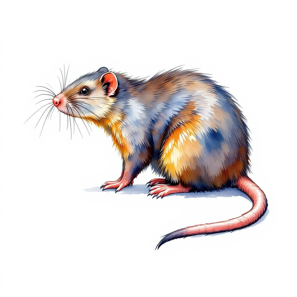 Watercolor illustration of Hairy-tailed Mole (Parascalops breweri)