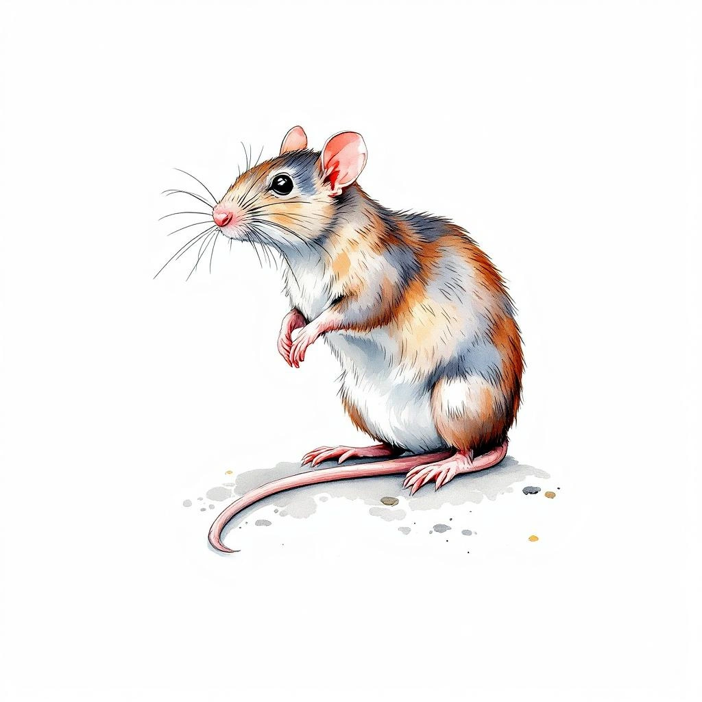 Watercolor illustration of Hispaniolan Edible Rat (Brotomys voratus)