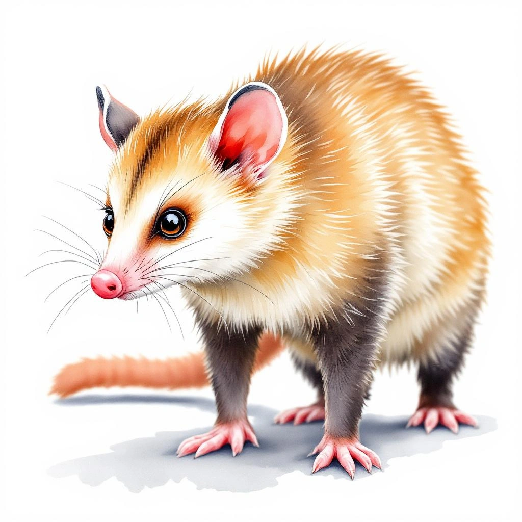 Watercolor illustration of Honey possum (Tarsipes rostratus)