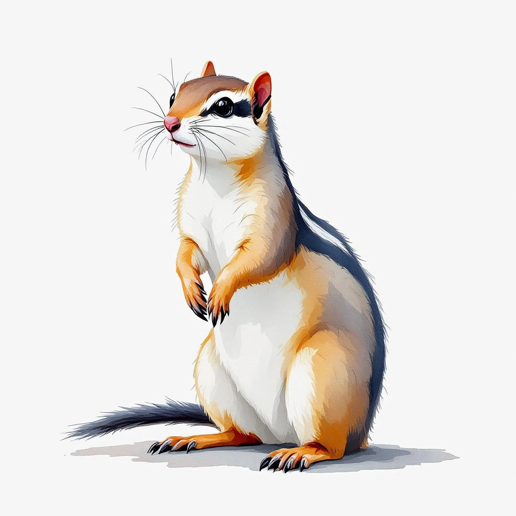 Watercolor illustration of Indochinese Ground Squirrel (Menetes berdmorei)
