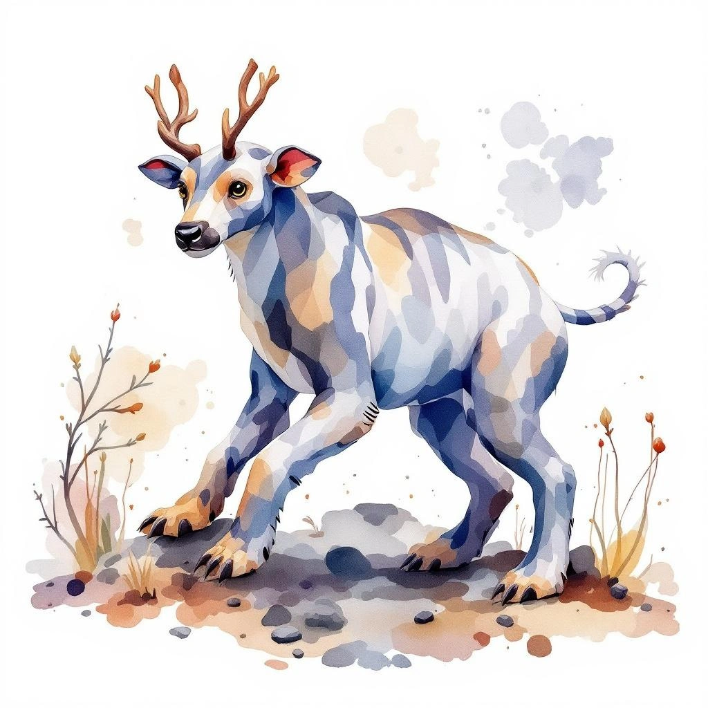 Watercolor illustration of Indomalayan Vandeleuria (Vandeleuria oleracea)